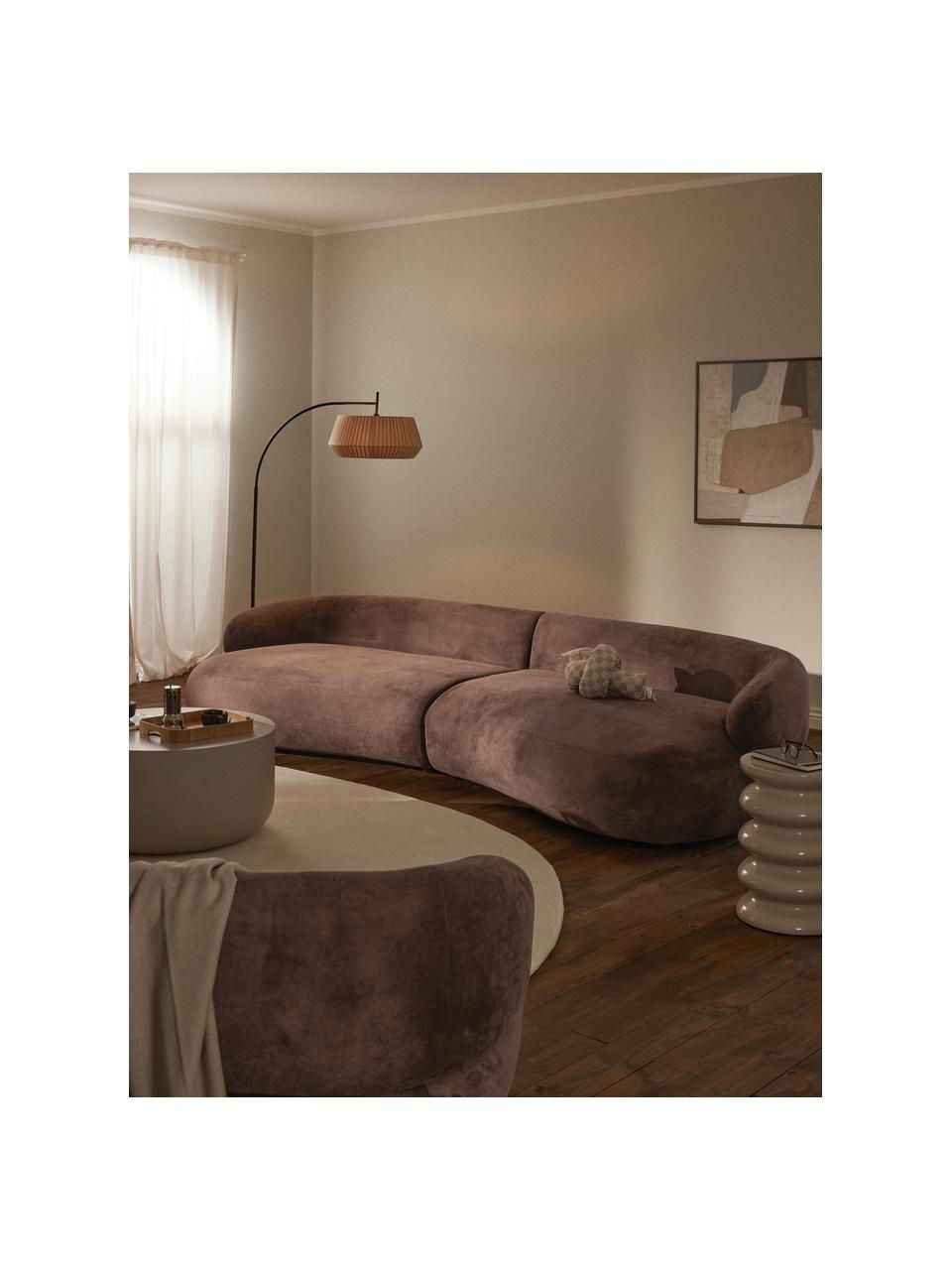 Sofa Alba (4-Sitzer), Bezug: 97 % Polyester, 3 % Nylon, Gestell: Massives Fichtenholz, Bir, Webstoff Dunkelbraun, B 326 x T 112 cm