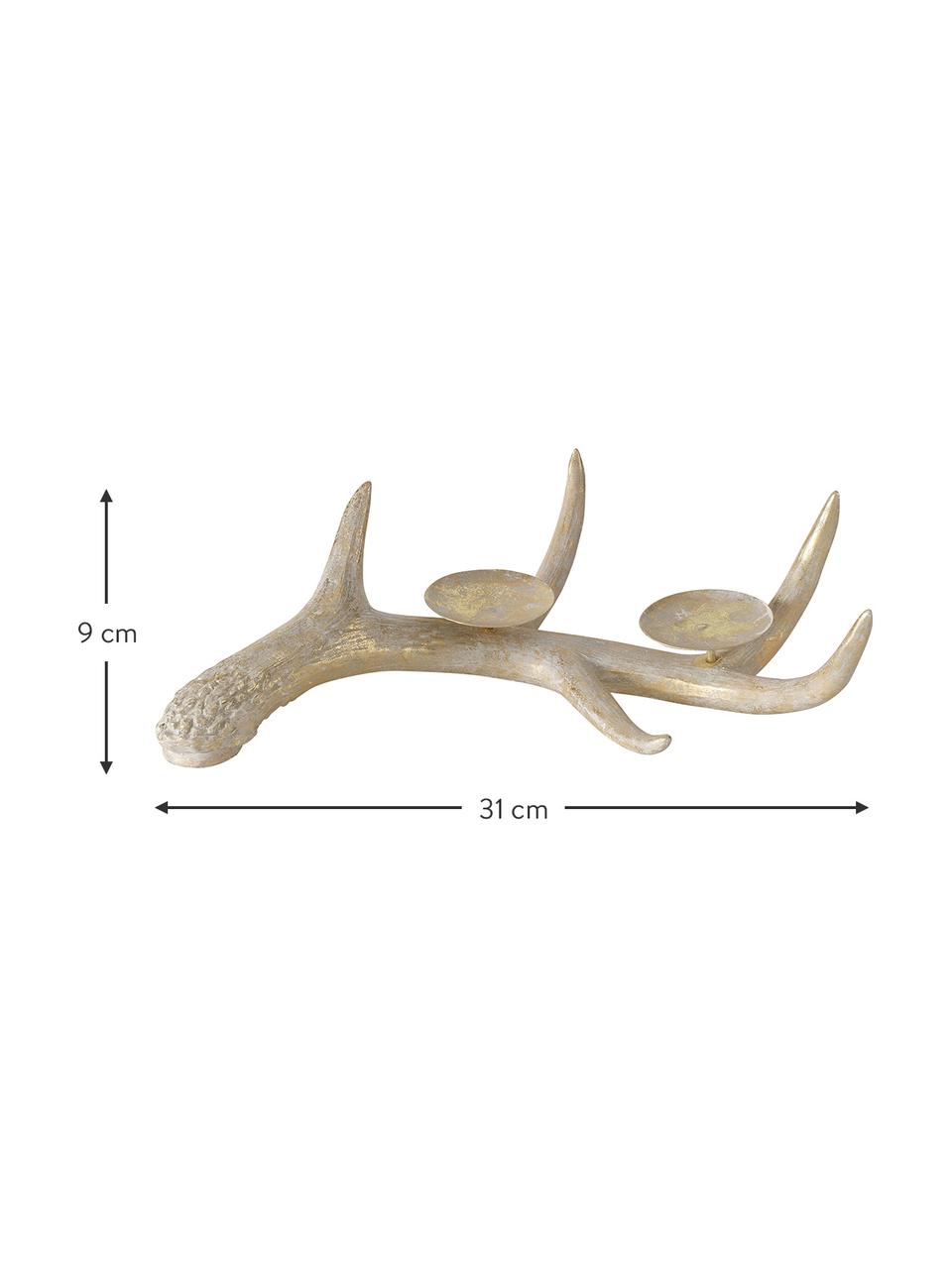 Svícen s povrchovou úpravou Antli, Pryskyřice, malovaná, Zlatá, Š 31 cm, V 9 cm