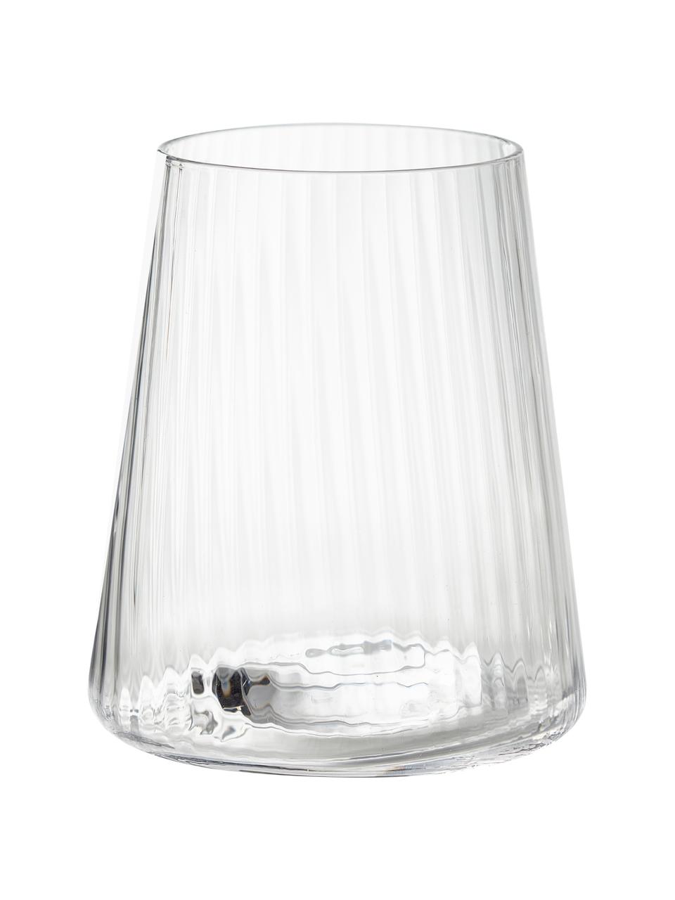 Bicchiere acqua fatto a mano con struttura scanalata Cami 4 pz, Vetro soffiato, Trasparente, Ø 8 x Alt. 10 cm