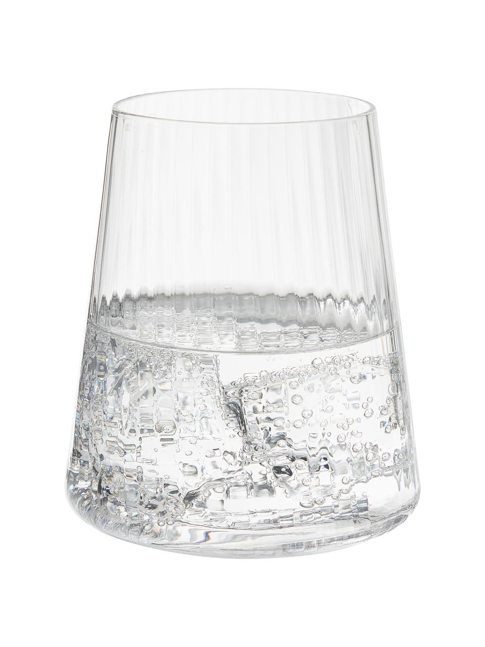 Ručně vyrobené sklenice na vodu s rýhovaným povrchem Cami, 4 ks, Foukané sklo, Transparentní, Ø 8 cm, V 10 cm