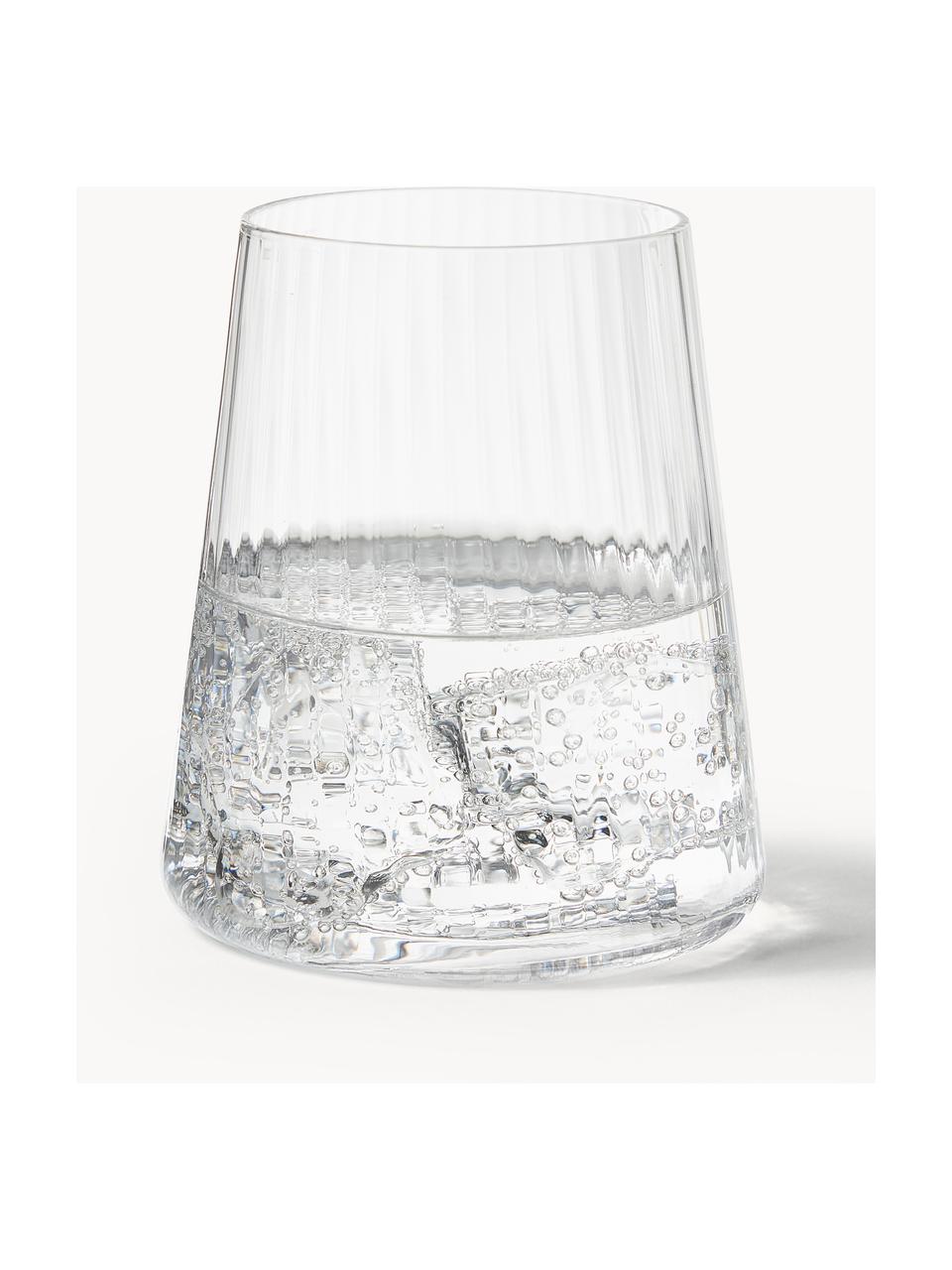 Handgemaakte waterglazen Cami met groefstructuur, 4 stuks, Mondgeblazen glas, Transparant, Ø 8 x H 10 cm, 320 ml