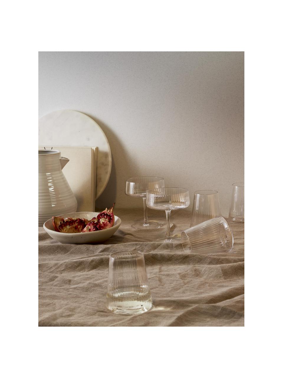 Handgefertigte Wassergläser Cami mit Rillenstruktur, 4 Stück, Glas, mundgeblasen, Transparent, Ø 8 x H 10 cm
