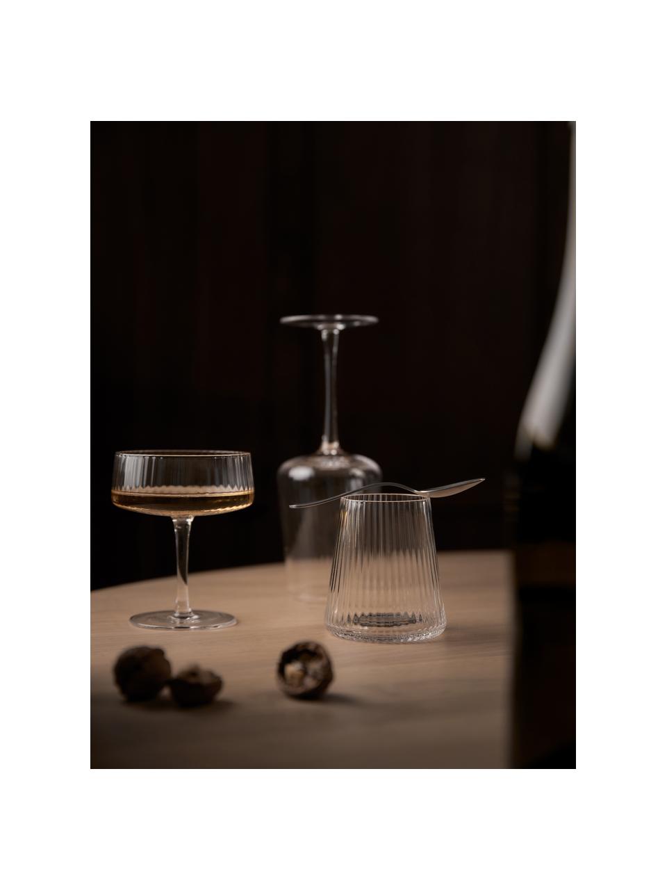 Ręcznie wykonana szklanka z ryflowaną powierzchnią Cami, 4 szt., Szkło dmuchane, Transparentny, Ø 8 x W 10 cm, 320 ml
