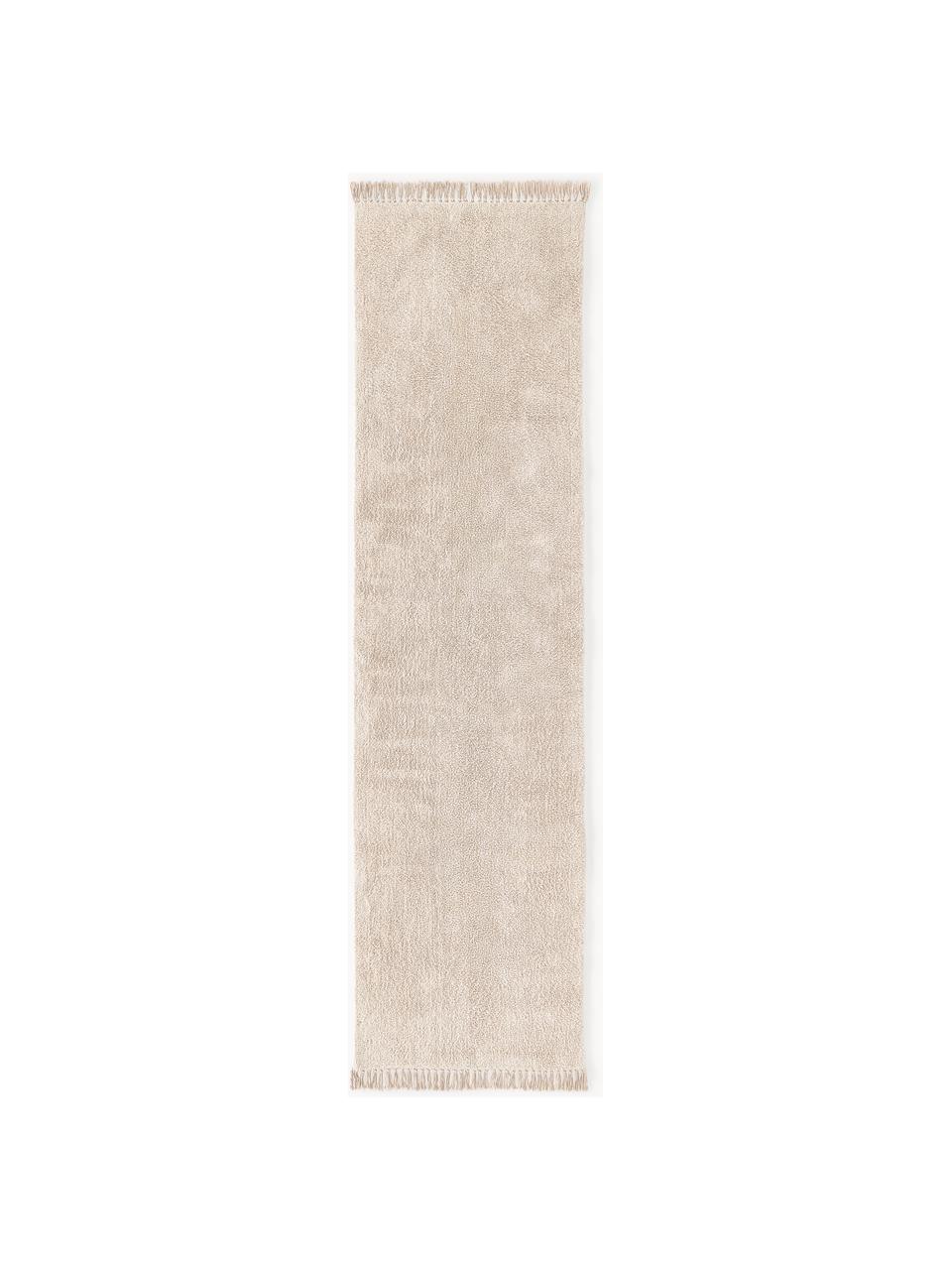 Tapis de couloir en coton tufté main Daya, Beige clair, larg. 80 x long. 300 cm