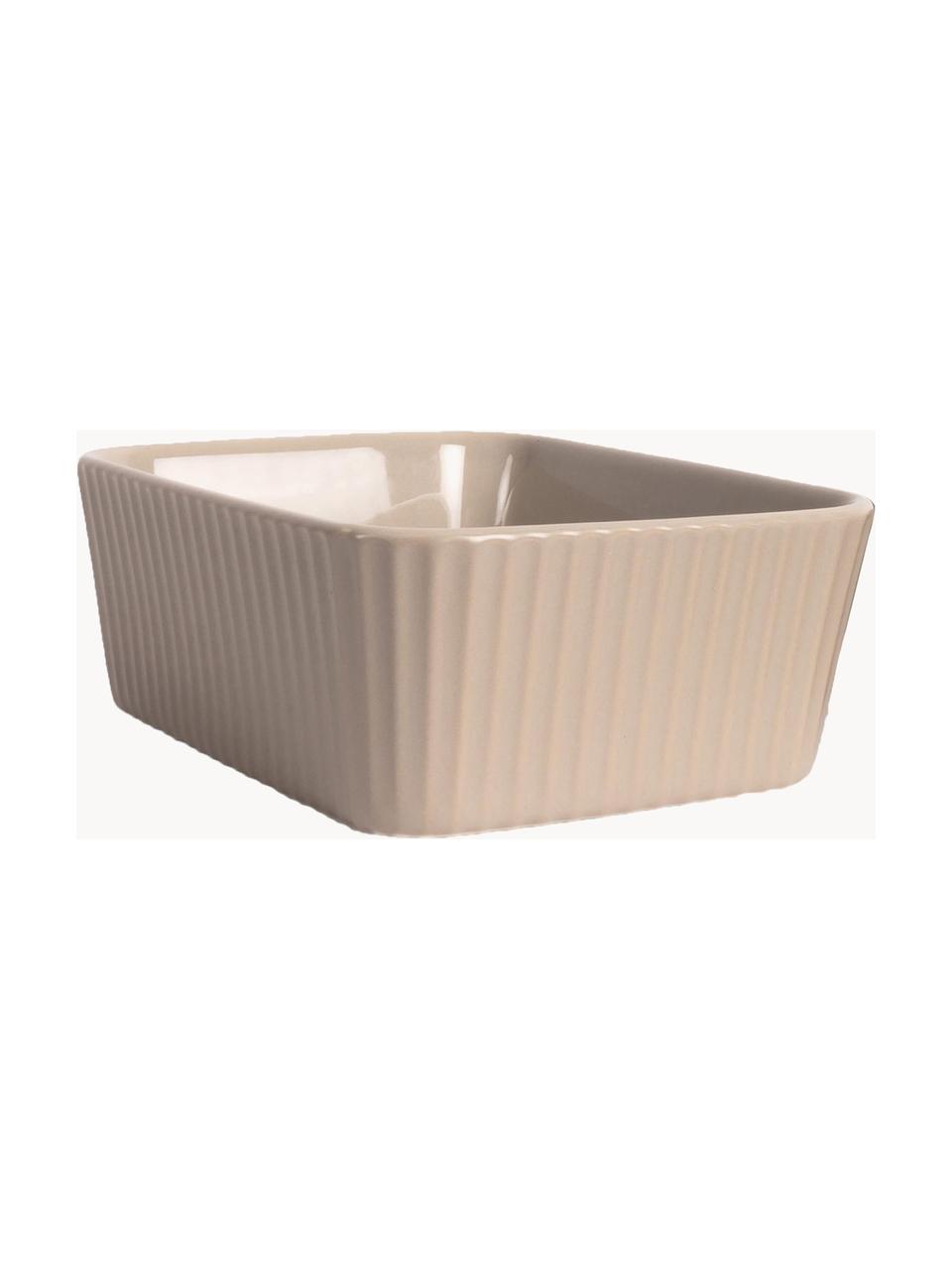 Ovenschalen Flora met geribbeld oppervlak, 2 stuks, Keramiek, Lichtbeige, B 13 x H 5 cm