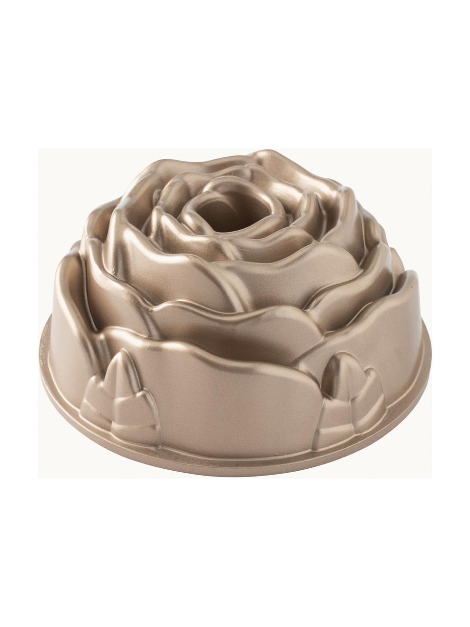 Gugelhupfform Rose mit Antihaftbeschichtung, Aluminiumguss, antihaftbeschichtet, Hellrosa mit Metallic-Finish, Ø 23 x H 10 cm