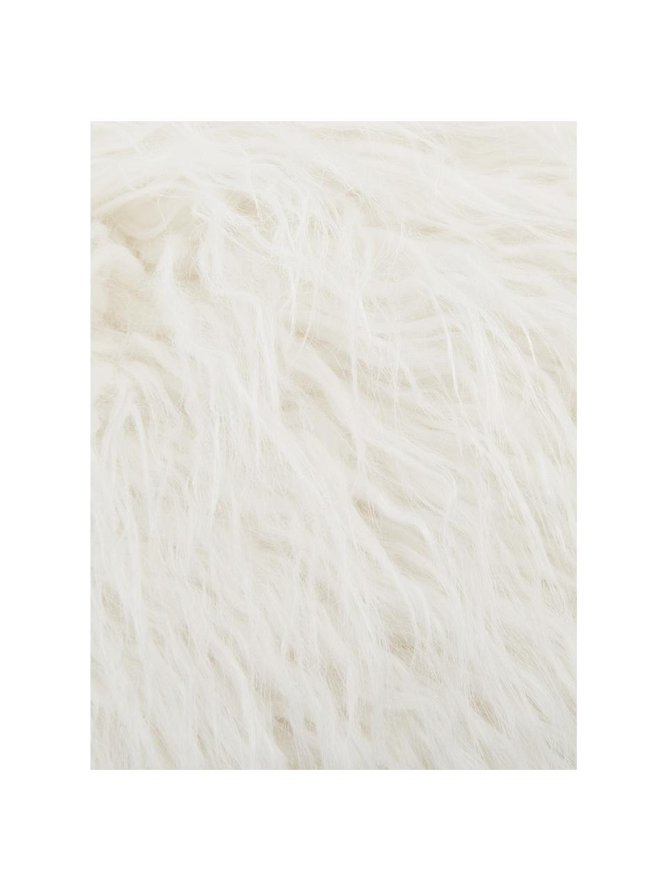 Housse de coussin rectangulaire blanc imitation fourrure frisée Morten, Crème, larg. 30 x long. 50 cm