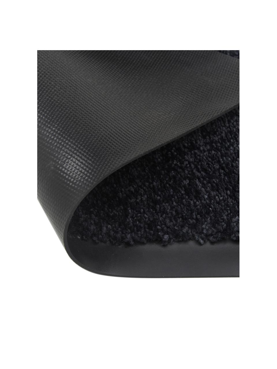 Polyamide deurmat Milo, Bovenzijde: polyamide, Onderzijde: rubber, Zwart, 39 x 58 cm