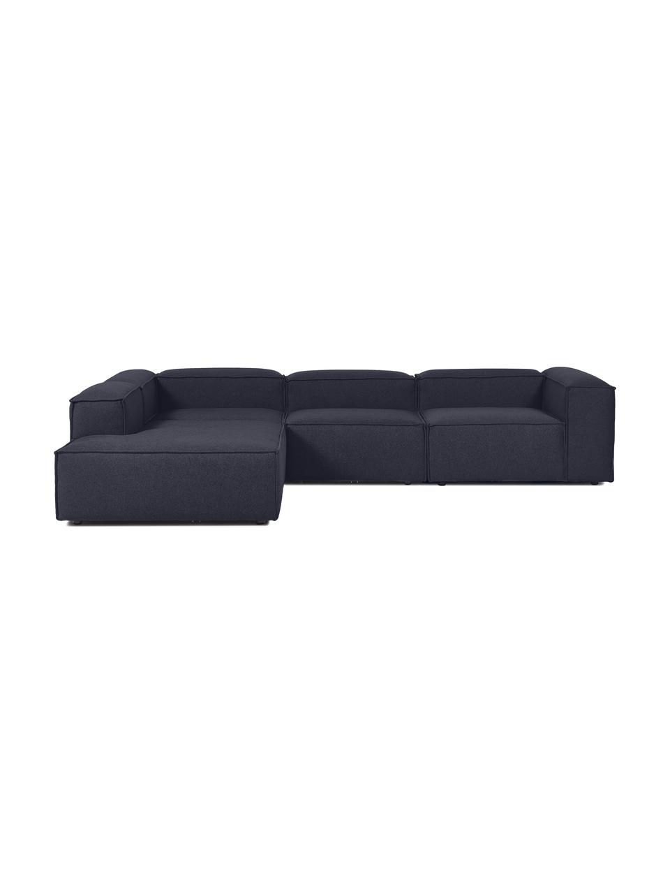 Modulární rohová XL pohovka Lennon, Tmavě modrá, Š 329 cm, V 68 cm, rohová část vlevo