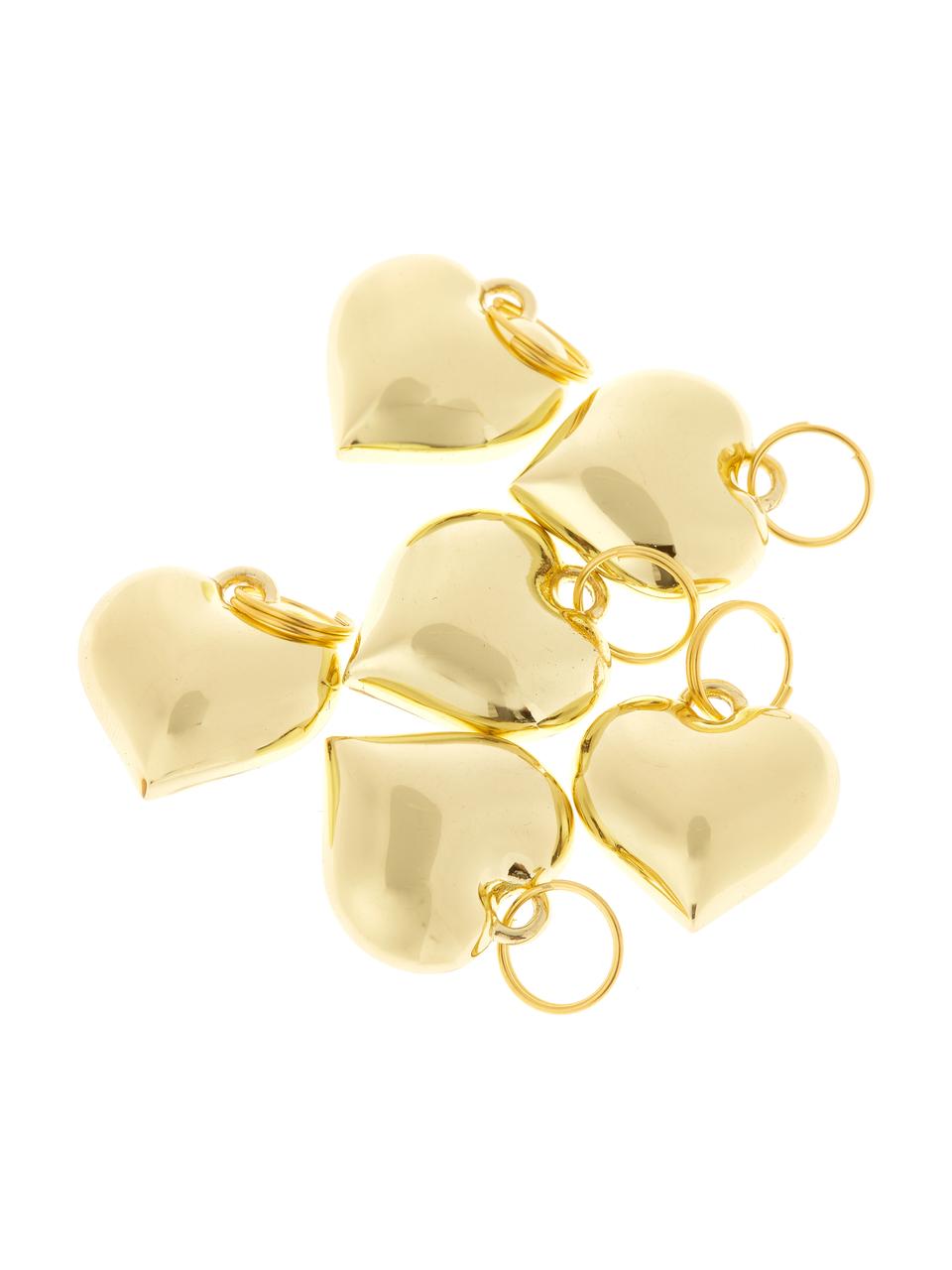 Geschenkanhänger Charm Heart, 6 Stück, Metall, Goldfarben, Ø 2 x H 3 cm
