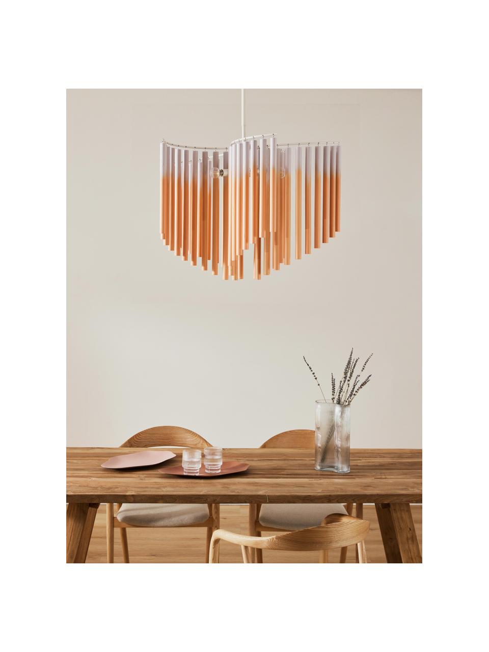 Große Design Pendelleuchte Coralie, Lampenschirm: 100 % Eschenholz, Orange, Lavendel, B 80 x H 87 cm