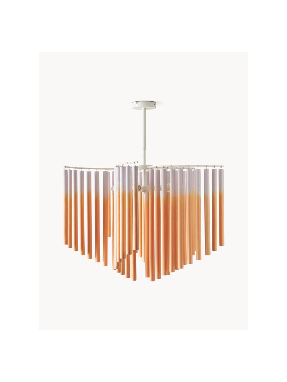 Grosse Design Pendelleuchte Coralie, Dekor: 100 % Eschenholz, FSC-zer, Orange, Lavendel, B 80 x H 87 cm