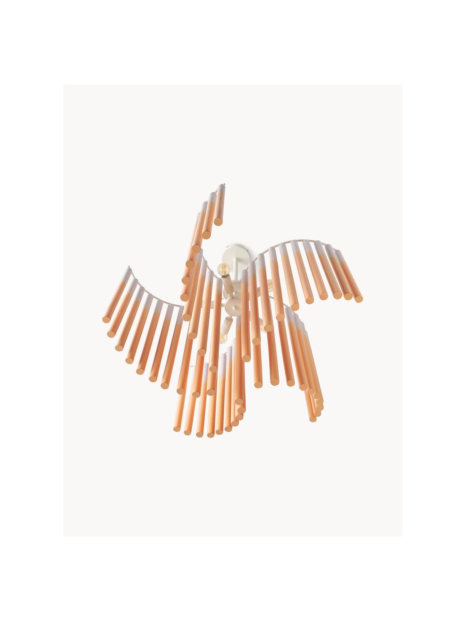 Grosse Design Pendelleuchte Coralie, Dekor: 100 % Eschenholz, FSC-zer, Orange, Lavendel, B 80 x H 87 cm