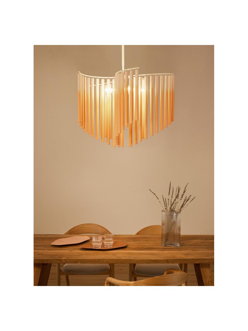 Grosse Design Pendelleuchte Coralie, Dekor: 100 % Eschenholz, FSC-zer, Orange, Lavendel, B 80 x H 87 cm