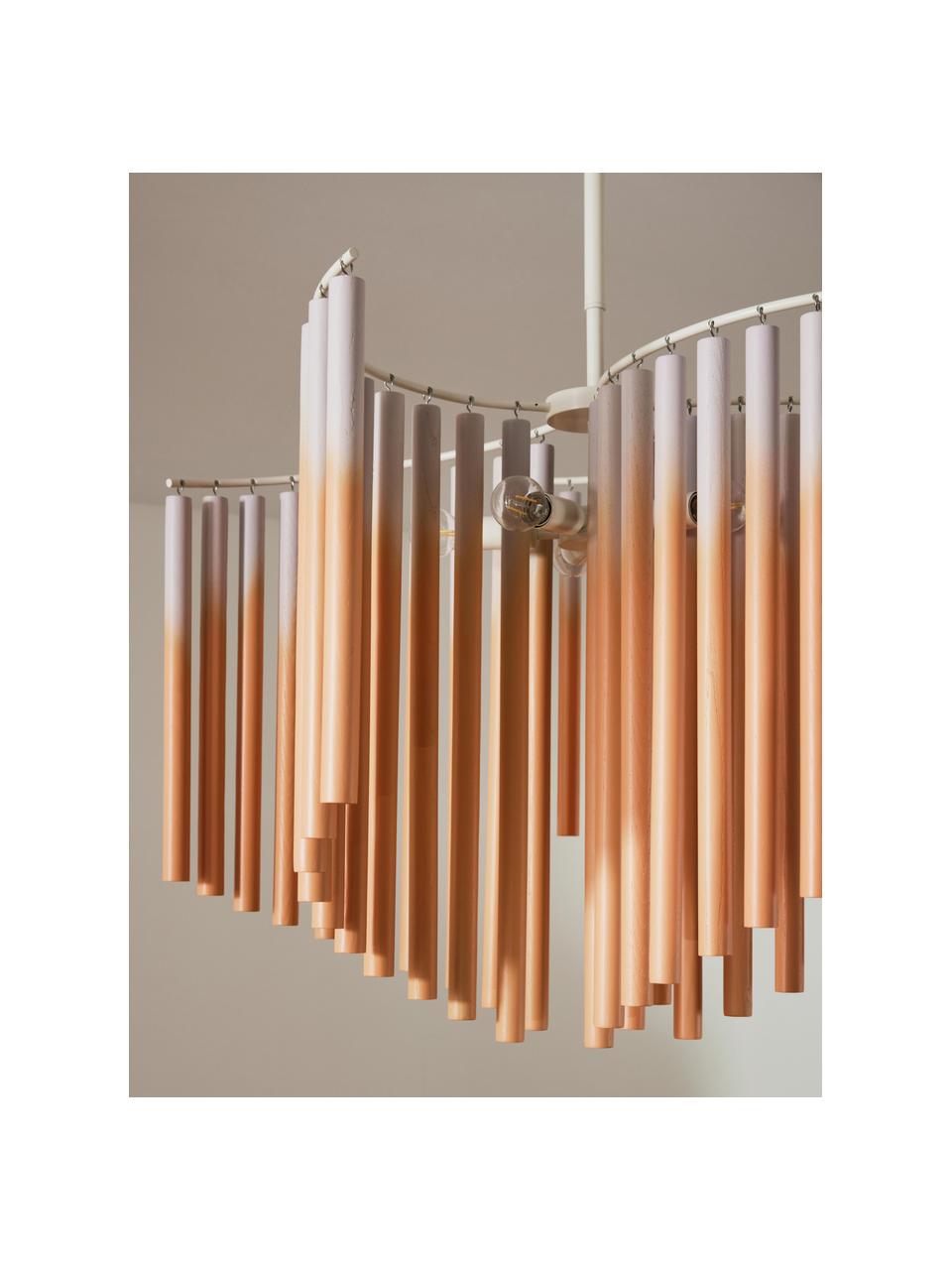 Große Design Pendelleuchte Coralie, Lampenschirm: 100 % Eschenholz, Orange, Lavendel, B 80 x H 87 cm
