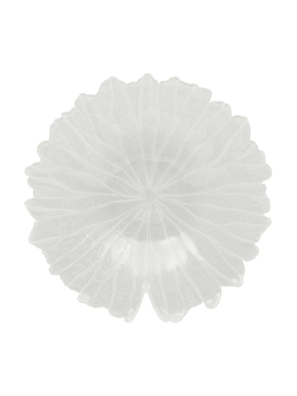 Servírovací skleněné mísy ve tvaru listu Botanic, Ø 33 cm, 4 ks, Sklo, Bílá, Ø 33 cm, V 6 cm