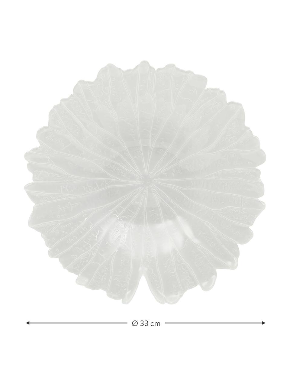 Saladier de service feuille Botanic, Ø 33 cm, 4 pièces, Verre, Blanc, Ø 33 x haut. 6 cm