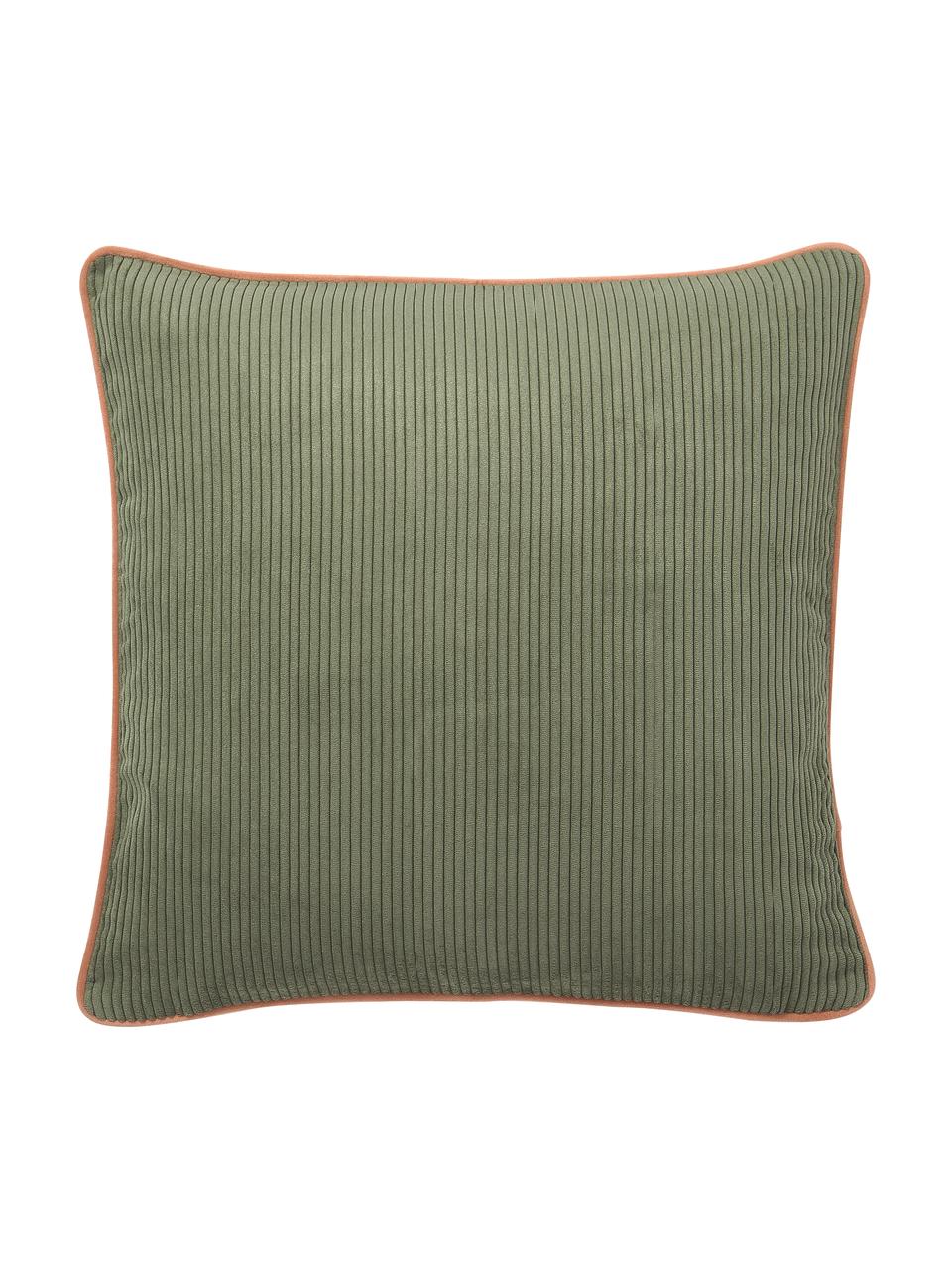 Gewebte Samt-Kissenhüllen Carter mit strukturierter Oberfläche, 2 Stück, 88 % Polyester, 12 % Nylon, Grün, Orange, B 45 x L 45 cm