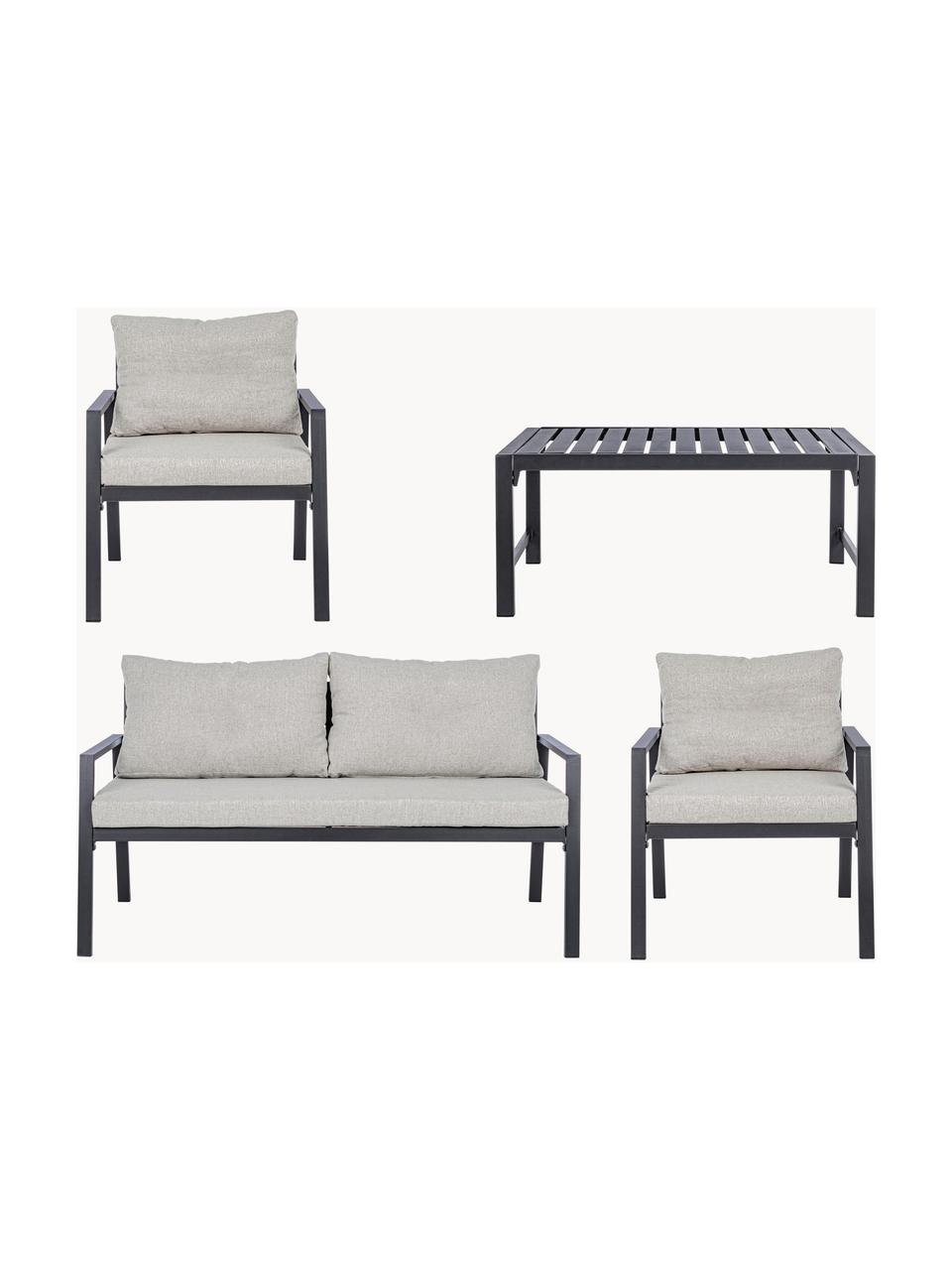 Set mobili da giardino Lorillard 4 pz, Tessuto grigio chiaro, antracite, Set in varie misure
