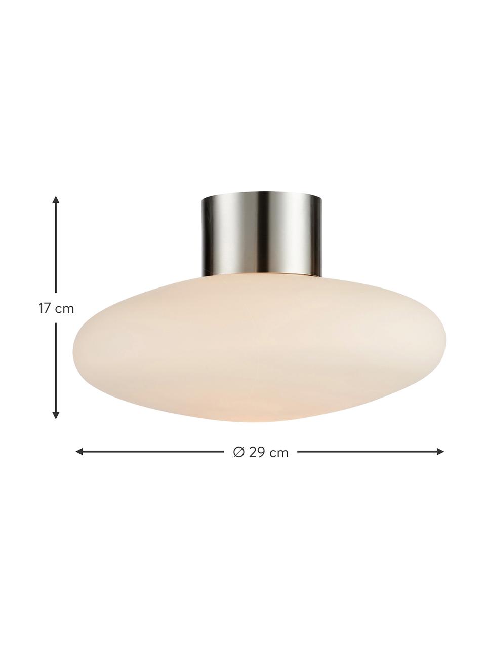 Aplique / Plafón Locus, Pantalla: vidrio, Anclaje: acero cepillado, Cable: plástico, Blanco crema, Ø 29 x Al 17 cm