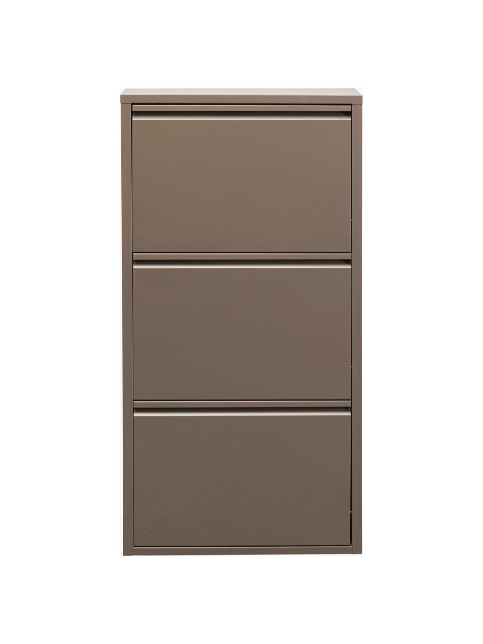 Wand-Schuhschrank Caruso mit Klappfächern, Stahl, pulverbeschichtet, Taupe, B 50 x H 103 cm