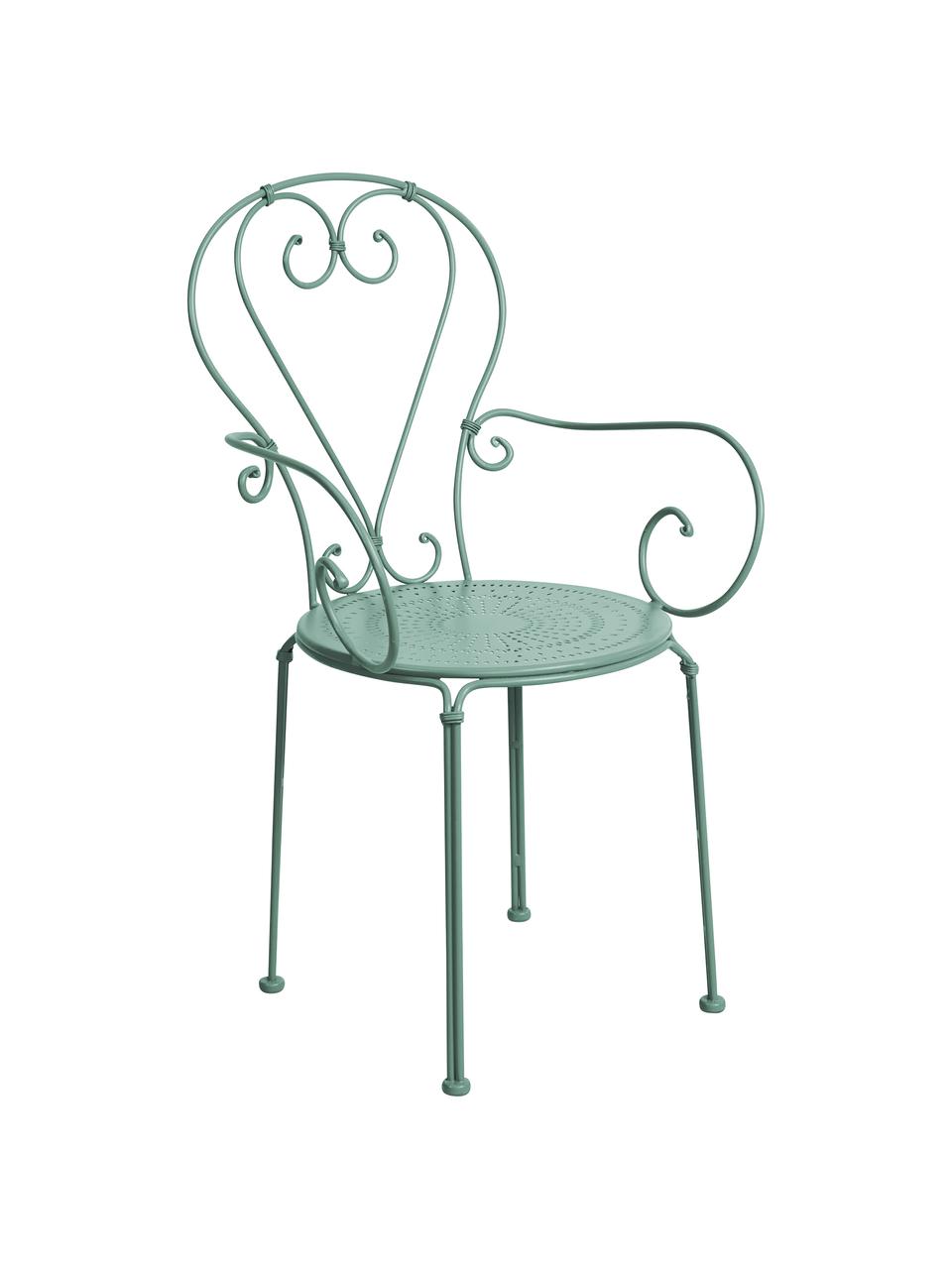 Chaise de jardin en métal avec accoudoirs Century, Vert sauge
