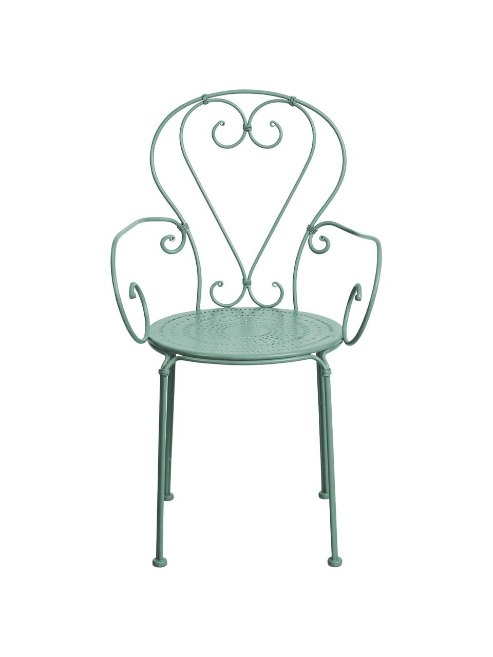 Chaise de jardin en métal avec accoudoirs Century, Vert sauge