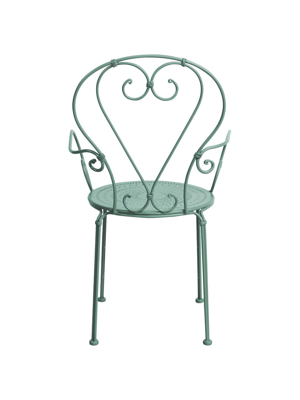 Chaise de jardin en métal avec accoudoirs Century, Vert sauge