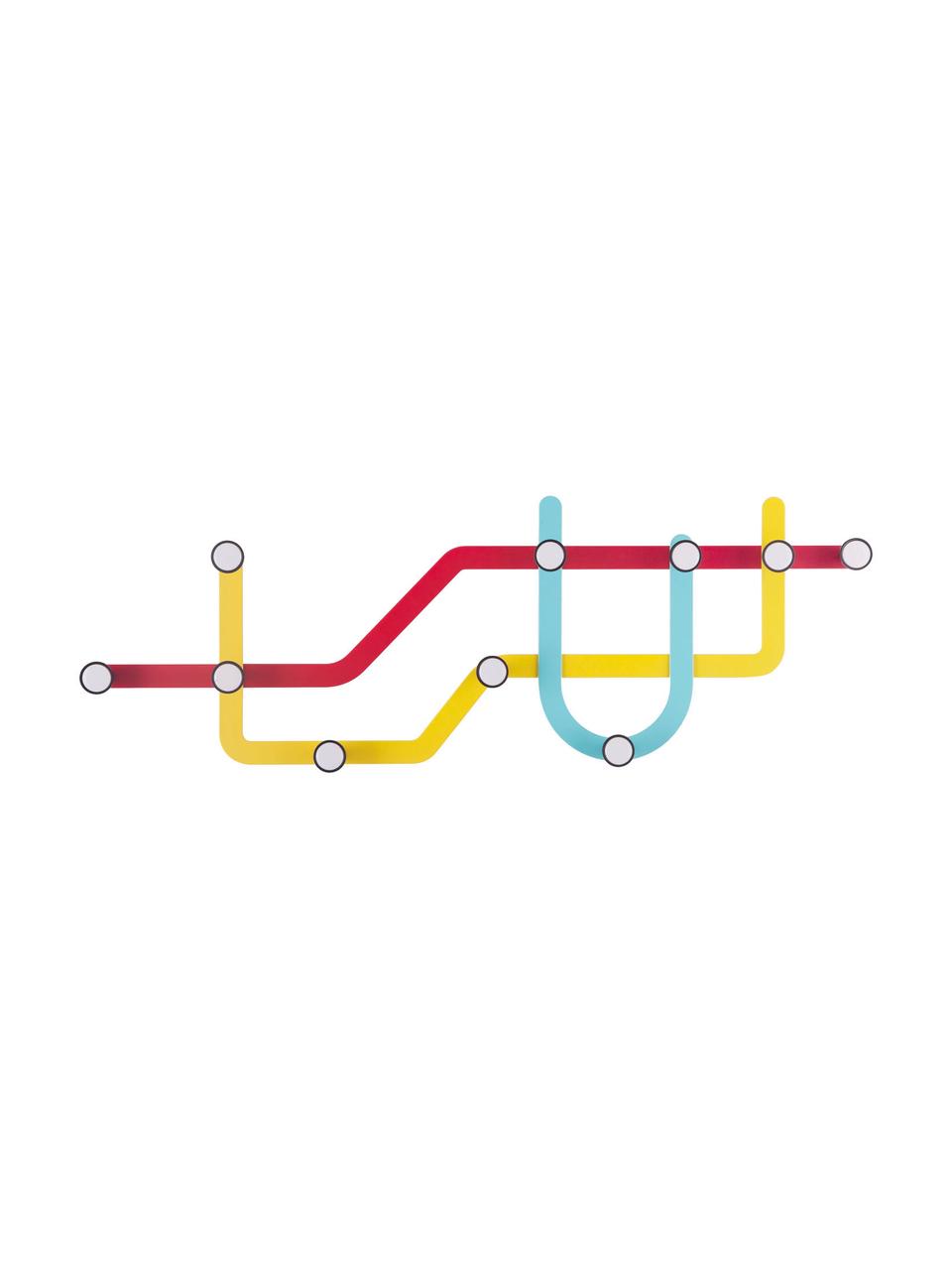 Design Wandgarderobe Subway, Rot, Gelb, Hellblau, 58 x 20 cm