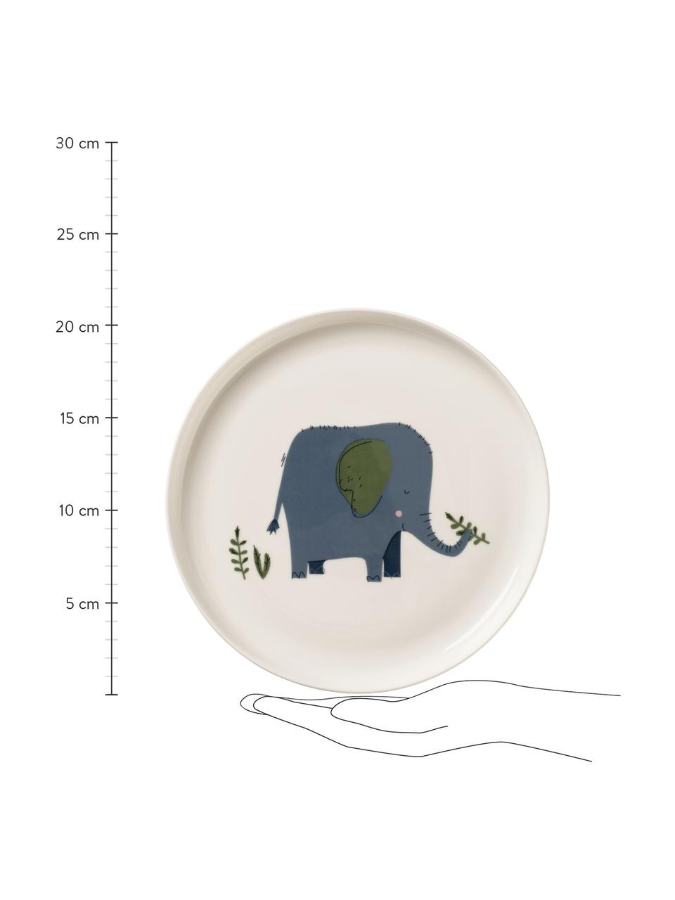 Geschirr-Set Emma Elefant, 5-tlg., Fine Bone China (Porzellan), Weiß, Blau, Grün, Set mit verschiedenen Größen