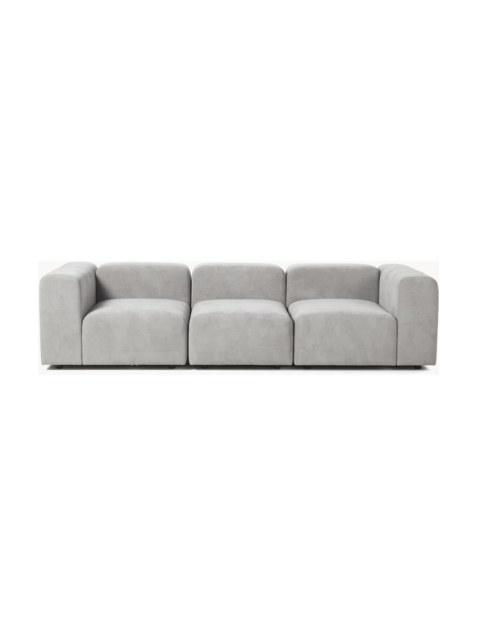 Modulares Sofa Lena (4-Sitzer), Bezug: Webstoff (88% Polyester, , Gestell: Kiefernholz, Schichtholz,, Füße: Kunststoff, Webstoff Hellgrau, B 284 x T 106 cm