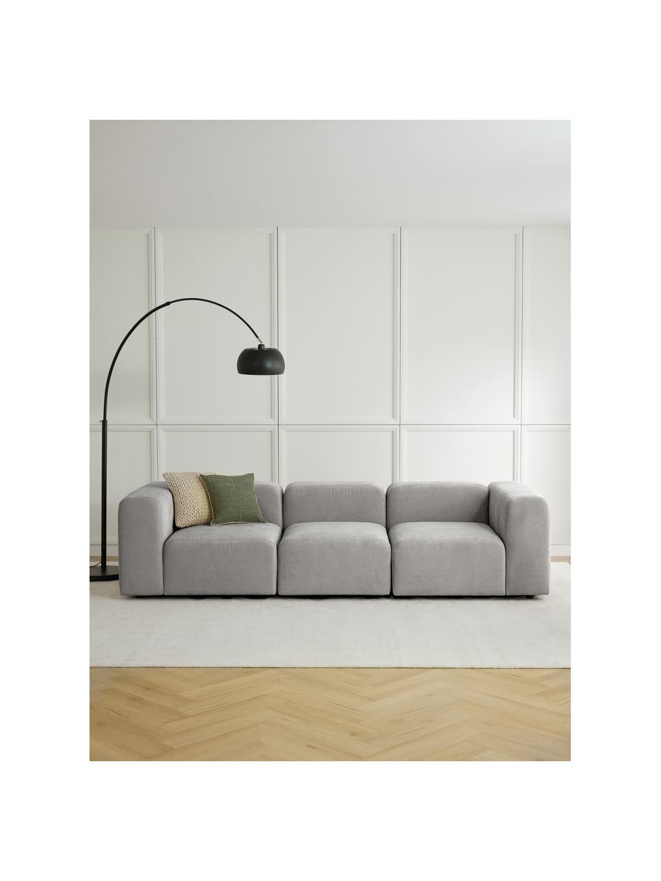 Sofá modular Lena (3 plazas), Tapizado: tejido (88% poliéster, 12, Estructura: madera de pino, contracha, Patas: plástico, Tejido gris claro, An 284 x F 106 cm