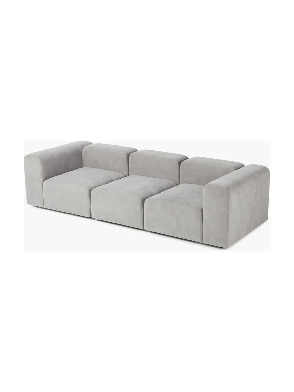 Modulares Sofa Lena (4-Sitzer), Bezug: Webstoff (88% Polyester, , Gestell: Kiefernholz, Schichtholz,, Füße: Kunststoff, Webstoff Hellgrau, B 284 x T 106 cm