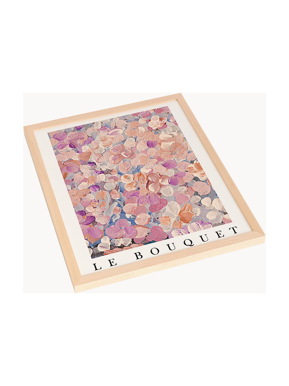 Gerahmter Digitaldruck Le Bouquet, Rahmen: Buchenholz, FSC zertifizi, Bild: Digitaldruck auf Papier, , Front: Acrylglas, Helles Holz, Bunt, B 33 x H 43 cm