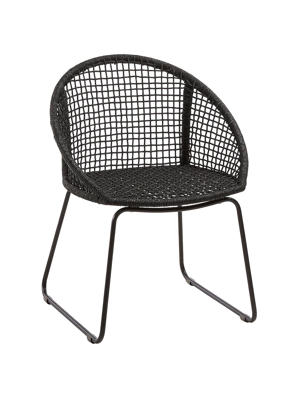 Sedie da giardino con braccioli Sania 2 pz, Seduta: poliestere, corda stabili, Gambe: metallo verniciato a polv, Grigio scuro, Larg. 65 x Prof. 58 cm