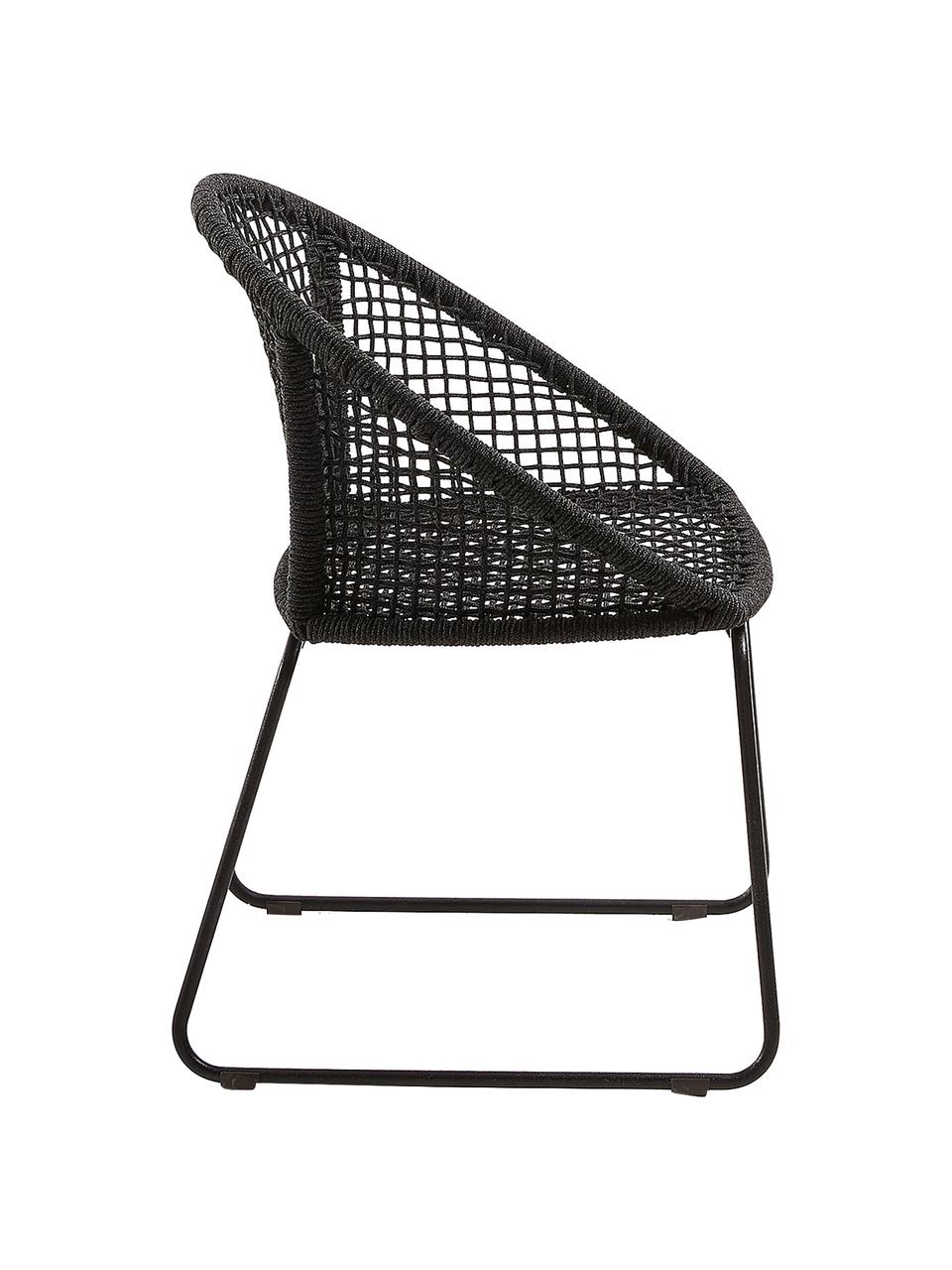 Krzesło ogrodowe  z podłokietnikami Sania, 2 szt., Nogi: metal malowany proszkowo, Ciemny szary, S 65 x G 58 cm