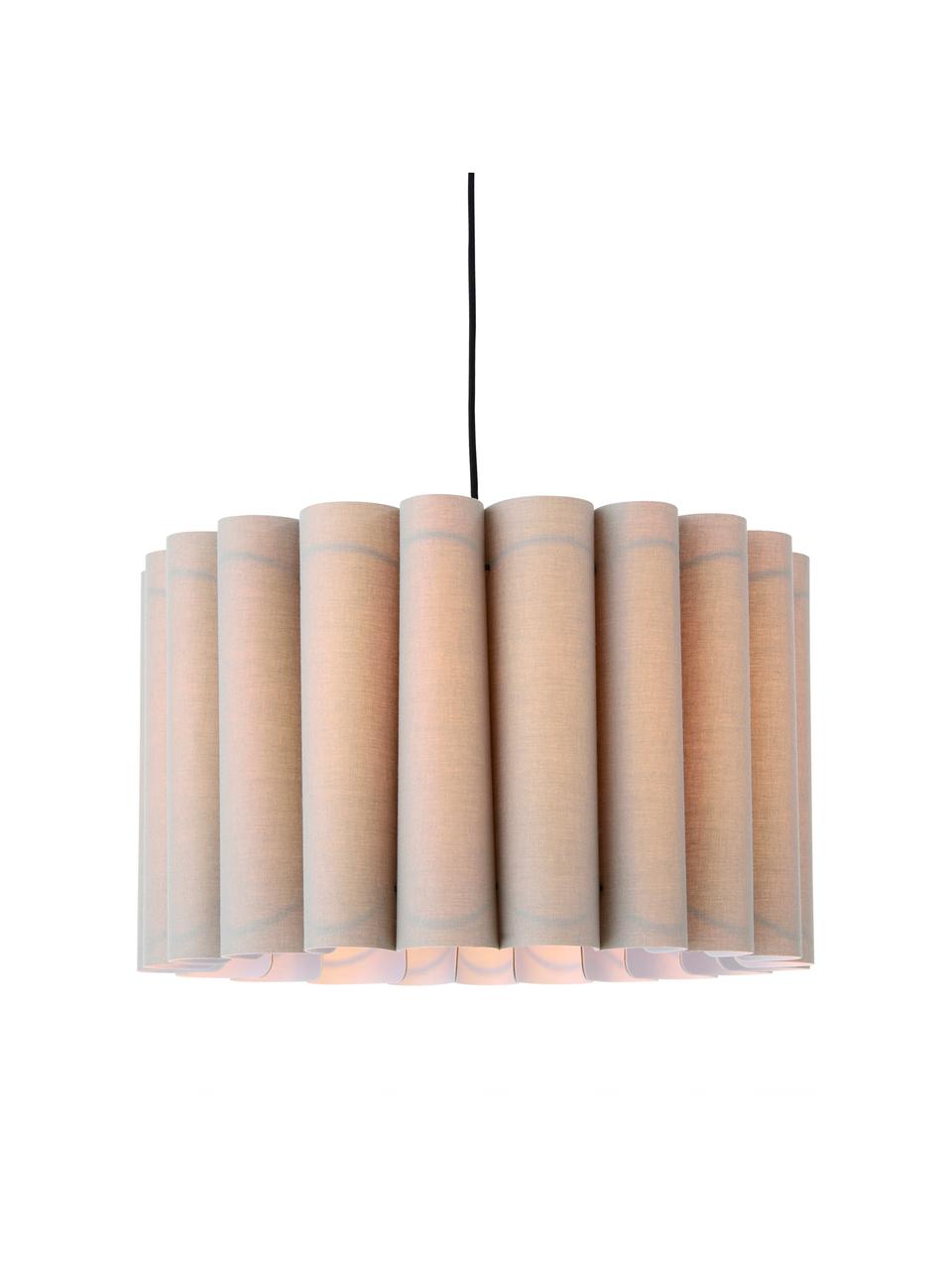 Hanglamp Hilde van linnen, Lampenkap: linnen, Baldakijn: gecoat metaal, Grijs, Ø 50 x H 30 cm