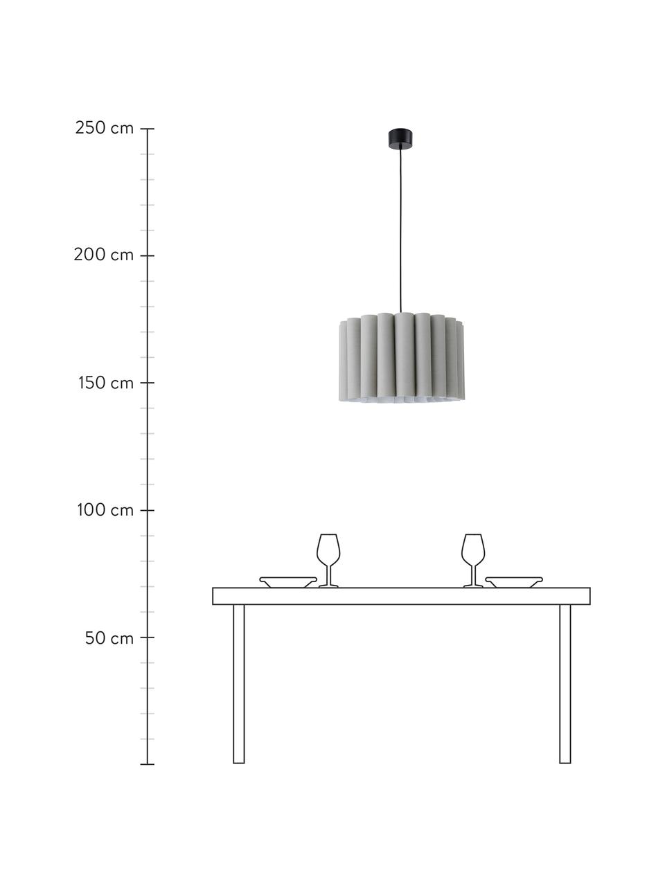 Hanglamp Hilde van linnen, Lampenkap: linnen, Baldakijn: gecoat metaal, Grijs, Ø 50 x H 30 cm