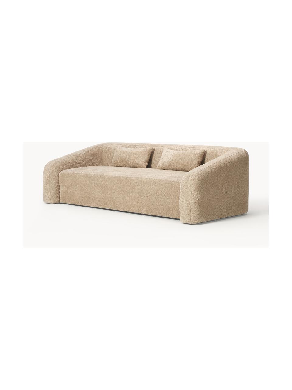 Schlafsofa Eliot (3-Sitzer) aus Teddy-Bouclé, Bezug: Teddy-Bouclé (100 % Polye, Gestell: Spanplatte, Kiefernholz, , Teddy-Bouclé Beige, B 230 x T 100 cm