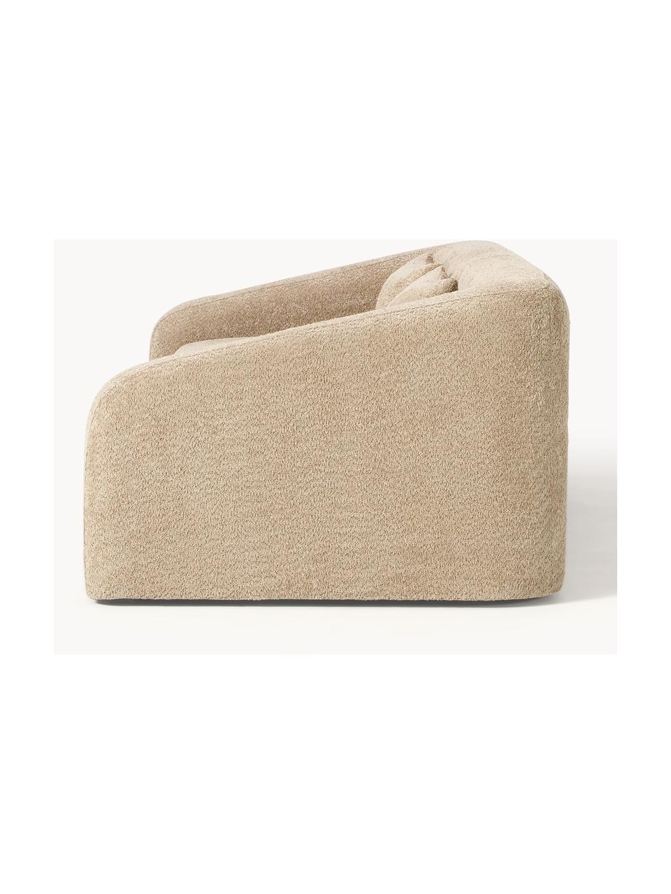 Divano letto 3 posti in teddy-bouclé Eliot, Rivestimento: teddy-bouclé (100% polies, Piedini: plastica, Teddy-bouclé beige, Larg. 230 x Prof. 100 cm