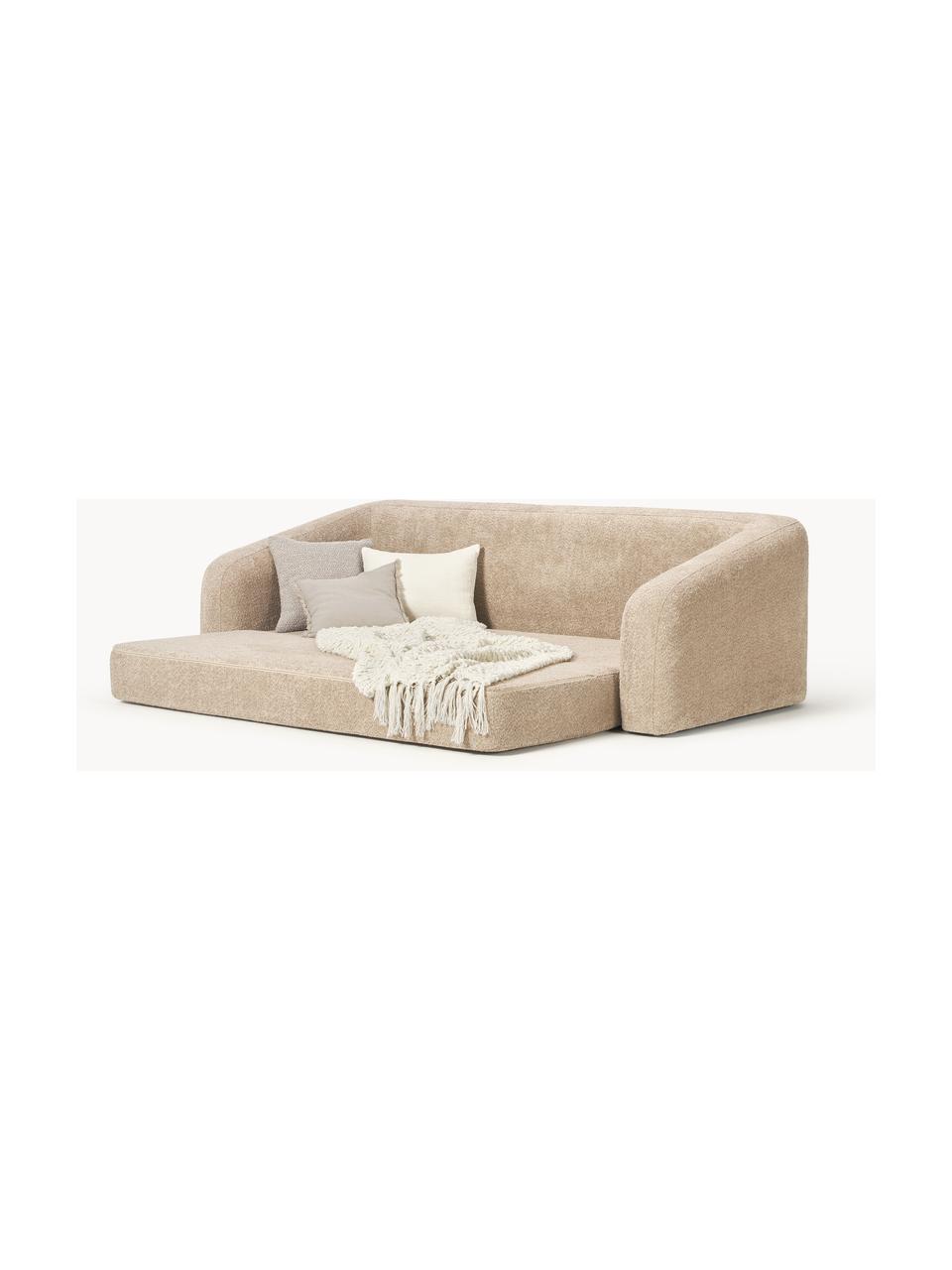 Schlafsofa Eliot (3-Sitzer) aus Teddy-Bouclé, Bezug: Teddy-Bouclé (100 % Polye, Gestell: Spanplatte, Kiefernholz, Füße: Kunststoff Dieses Produkt, Teddy-Bouclé Beige, B 230 x T 100 cm