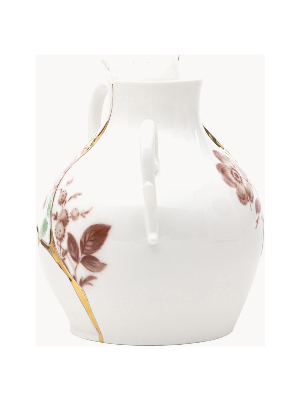 Vaso in Fine Bone China Kintsugi, alt. 19 cm, Vaso: FIne Bone China, Decorazione: oro 24-carati, Bianco lucido, multicolore, Larg. 18 x Alt. 19 cm