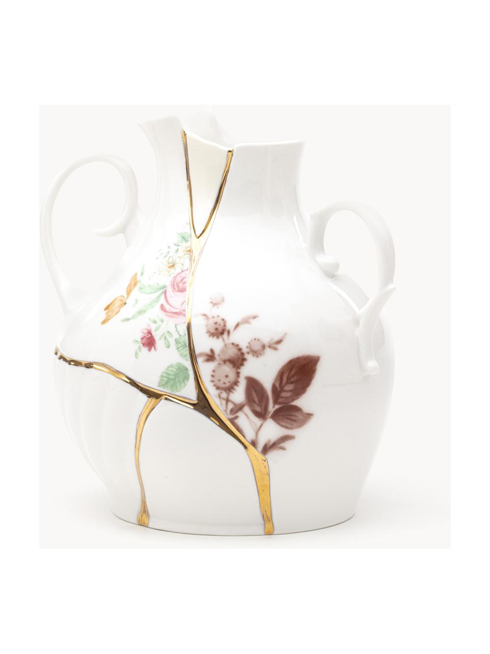 Váza z kostního porcelánu Fine Bone China Kintsugi, V 19 cm, Bílá lesklá, více barev, Š 18 cm, V 19 cm