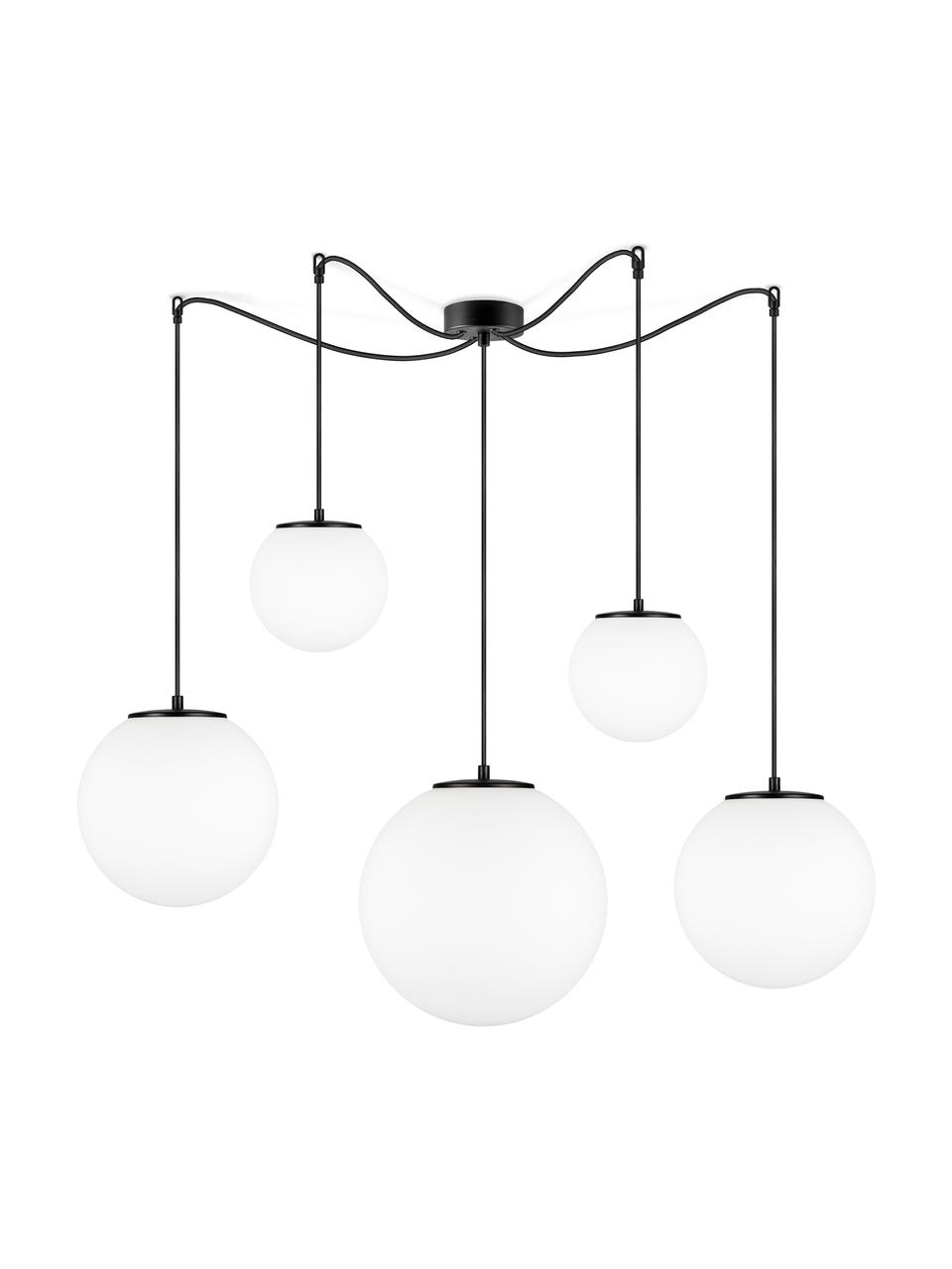 Duża lampa wisząca ze szkła opalowego Tsuki, Biały, opalowy, czarny, S 95 x W 166 cm