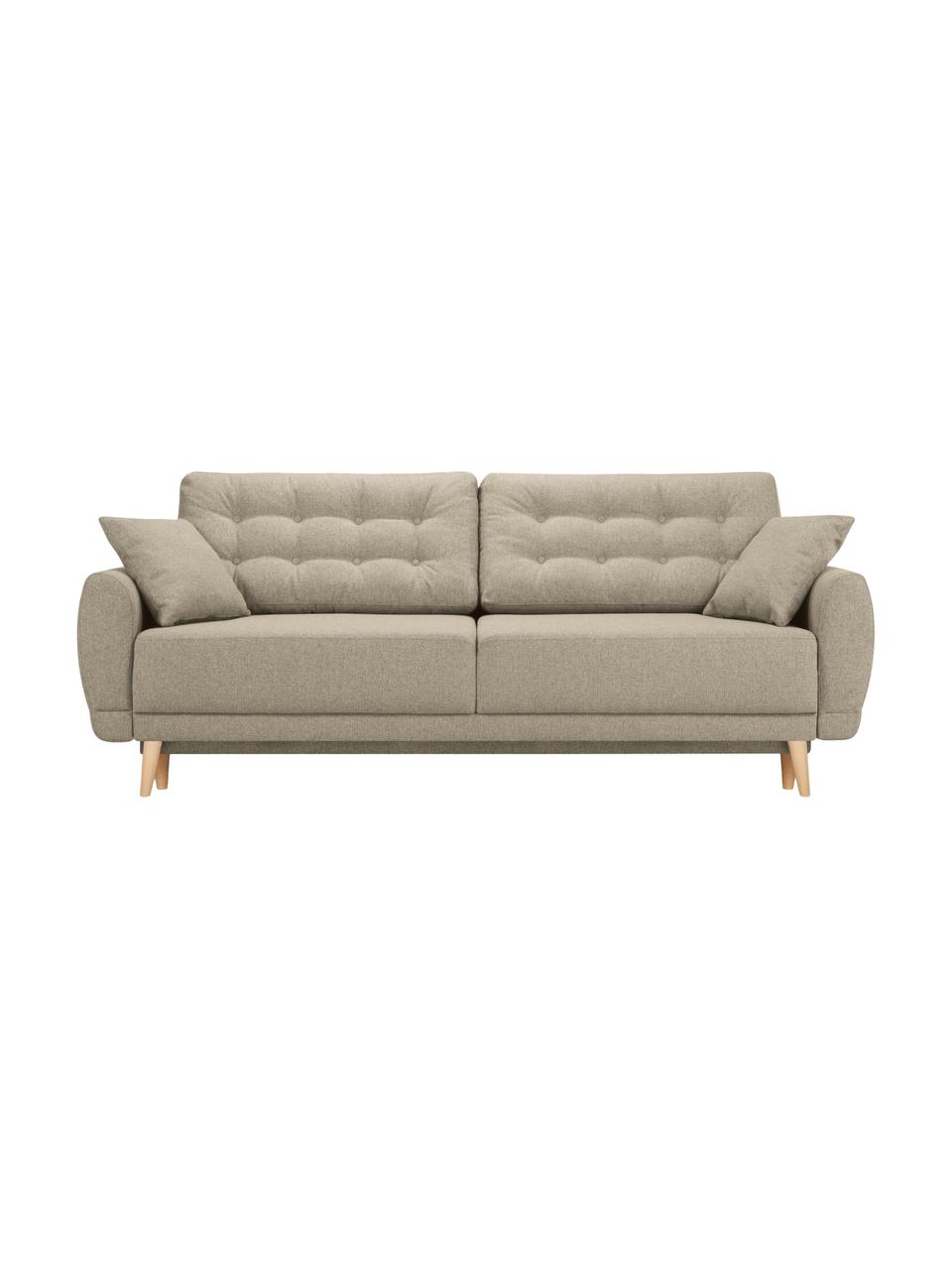 Sofa rozkładana Spinel (3-osobowa), Tapicerka: poliester Dzięki tkaninie, Nogi: drewno brzozowe, Ciemnobeżowy, S 236 x G 93 cm