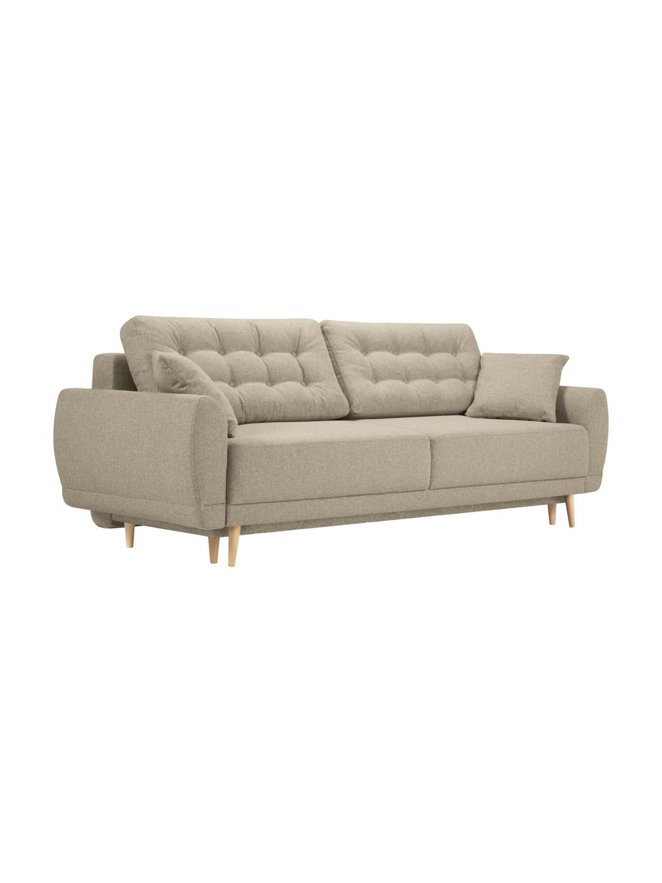 Sofa rozkładana Spinel (3-osobowa), Tapicerka: poliester Dzięki tkaninie, Nogi: drewno brzozowe, Ciemnobeżowy, S 236 x G 93 cm