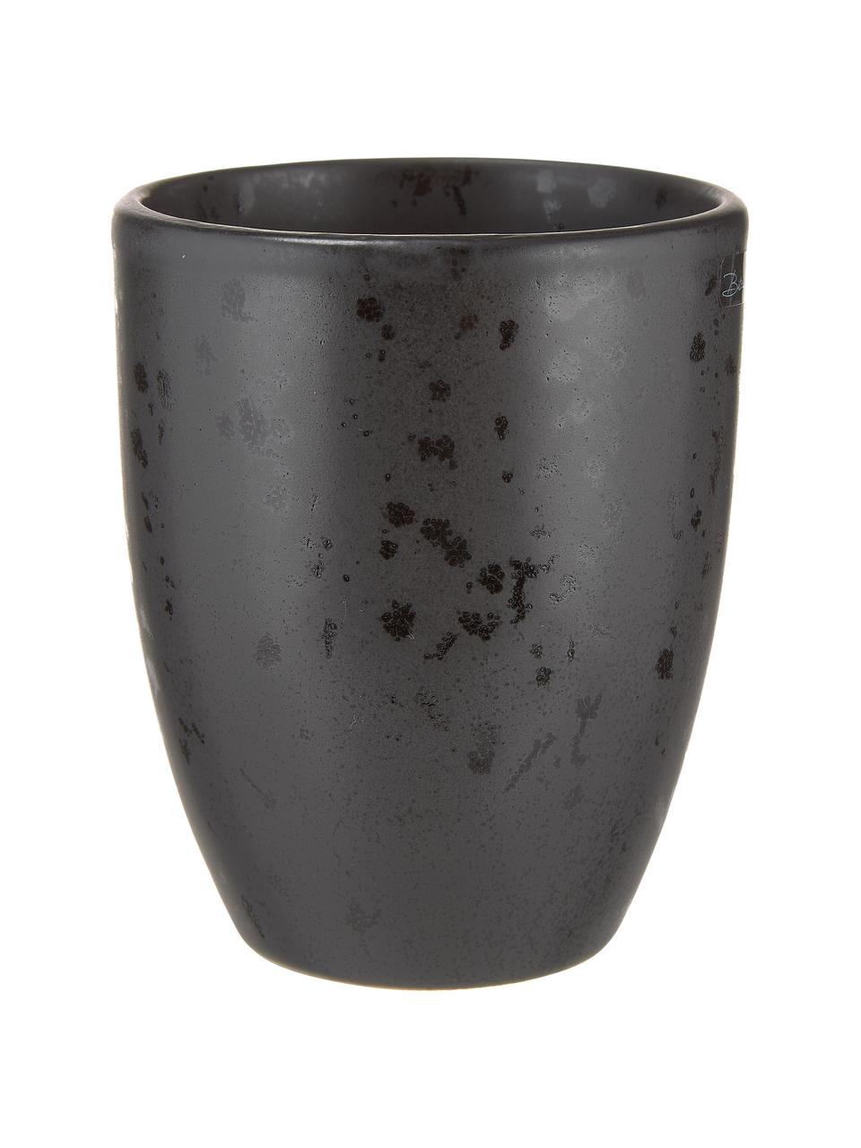 Bicchiere in gres Stone 2 pz, Terracotta smaltata, Nero, Ø 8 x Alt. 10 cm