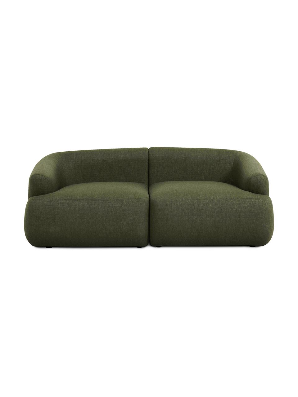 Modulares Sofa Sofia (2-Sitzer) in Grün, Bezug: 100% Polypropylen Der hoc, Gestell: Massives Kiefernholz, Spa, Füße: Kunststoff, Webstoff Grün, B 192 x T 95 cm