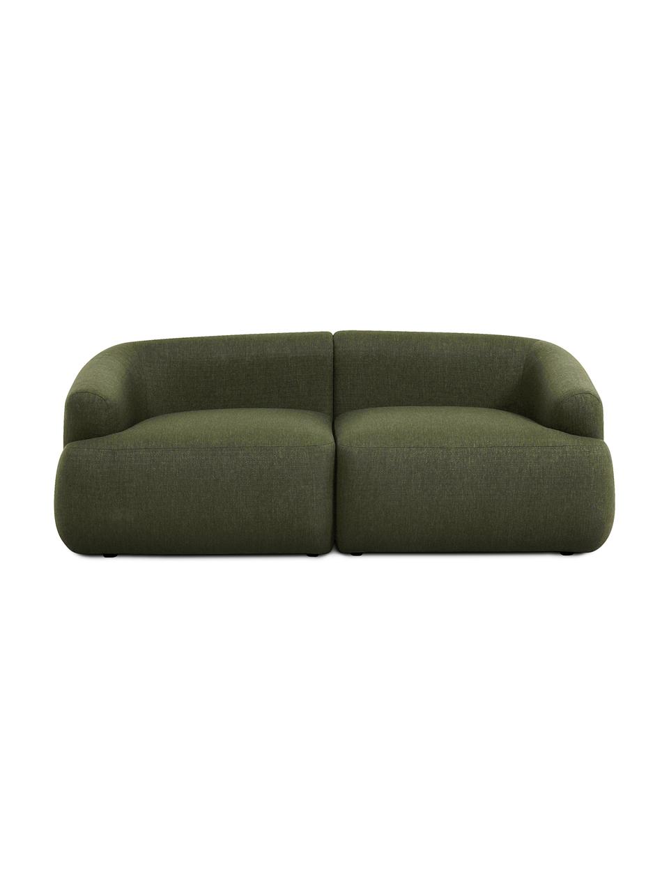 Sofa modułowa Sofia (2-osobowa), Tapicerka: 100% polipropylen Dzięki , Stelaż: lite drewno sosnowe, płyt, Nogi: tworzywo sztuczne, Zielona tkanina, S 192 x G 95 cm