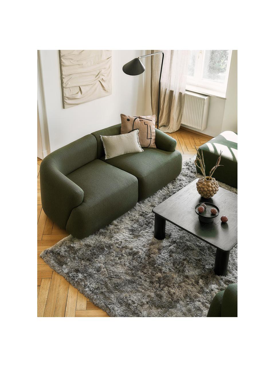 Modulares Sofa Sofia (2-Sitzer) in Grün, Bezug: 100% Polypropylen Der hoc, Gestell: Massives Kiefernholz, Spa, Webstoff Grün, B 192 x T 95 cm